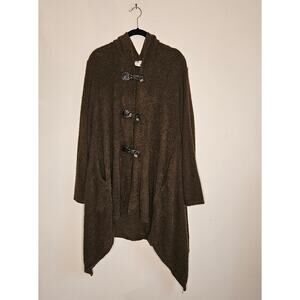 Malisun Long Hooded All Season Terry Jacket W/Leather Toggles, Brown, One Size